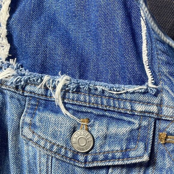 Madewell Blue Likes Patchwork Two Toned Raw Hem‎ Denim Jean Jacket Women Siz/XXS - Picture 4 of 9